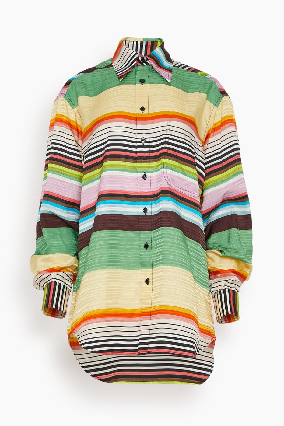 Christopher John Rogers Tops Cassette Stripe Jaquard Relaxed Shirt in Sesame Multi