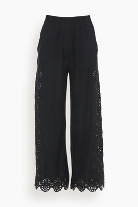 Edith Embroidered Pant in Black