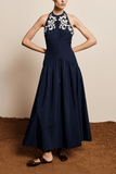 Alemais Dillon Applique Halter Gown in Ink