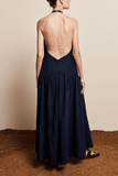 Alemais Dillon Applique Halter Gown in Ink