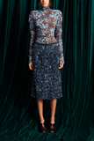 Alemais Ellie Sequin Skirt in Navy