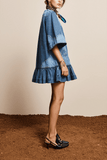 Alemais Jesse Denim Applique Mini Dress in Blue