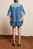 Alemais Jesse Denim Applique Mini Dress in Blue