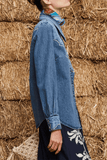 Alemais Jesse Denim Applique Shirt in Blue