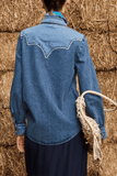Alemais Jesse Denim Applique Shirt in Blue