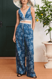 Alemais Lucky Lace Up Bralette in Blue