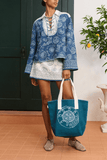 Alemais Lucky Lace Up Top in Blue