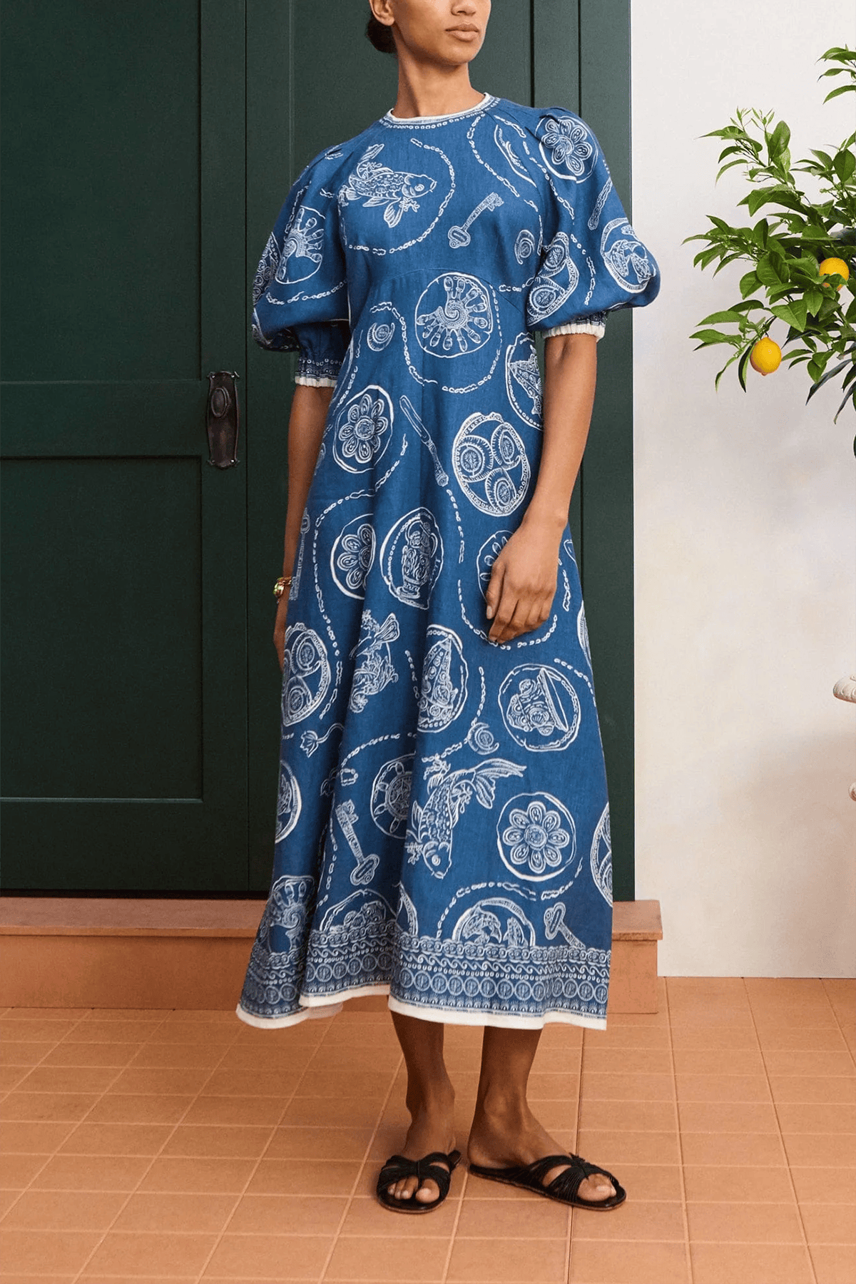 Alemais - Alemais Lucky Midi Dress in Blue 4 / 0 US