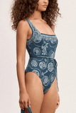 Alemais Lucky Square Neck One Piece in Blue