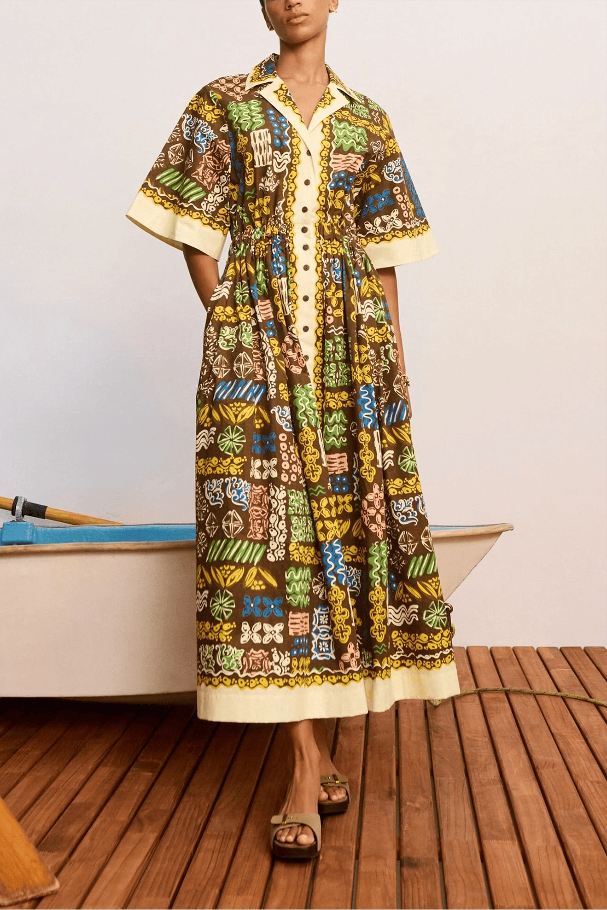 Alémais Minnie Cotton Midi Shirtdress, Multi, Women's, 12