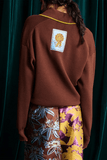 Alemais Rosette Knit Polo in Chestnut