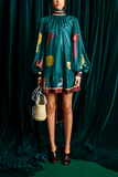 Alemais Rosette Silk Mini Dress in Teal