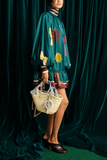 Alemais Rosette Silk Mini Dress in Teal