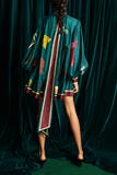 Alemais Rosette Silk Mini Dress in Teal