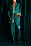 Alemais Rosette Silk Pant in Teal
