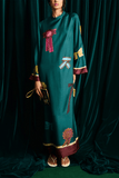 Alemais Rosette Silk Scarf Midi Dress in Teal