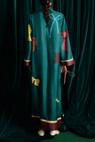 Alemais Rosette Silk Scarf Midi Dress in Teal