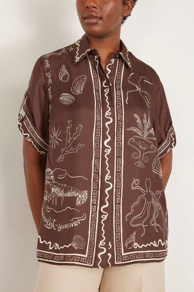 Alemais Tops Sammy Silk Shirt in Chocolate Alemais Sammy Silk Shirt in Chocolate