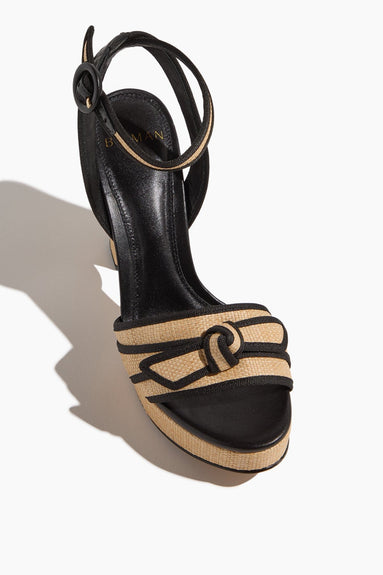 Alexandre Birman Platforms Grosgrain Raffia Platform Sandal in Natural and Black Alexandre Birman Grosgrain Raffia Platform Sandal in Natural and Black