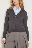 Ami Paris Sweaters Red Ami De Coeur Cardigan in Heather Grey