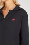 Ami Paris Tops Red Ami De Coeur Polo in Black Ami Red Ami De Coeur Polo in Black