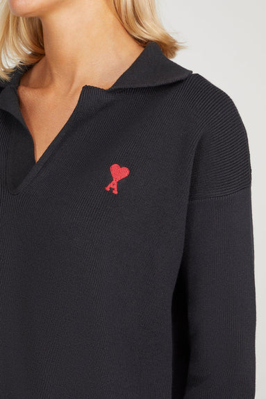 Ami Paris Tops Red Ami De Coeur Polo in Black Ami Red Ami De Coeur Polo in Black