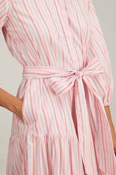 Hampden Clothing Dresses Popover Isla Shirtdress in Pink/Mint Multi Stripe Ann Mashburn Popover Isla Shirtdress in Pink/Mint Multi Stripe