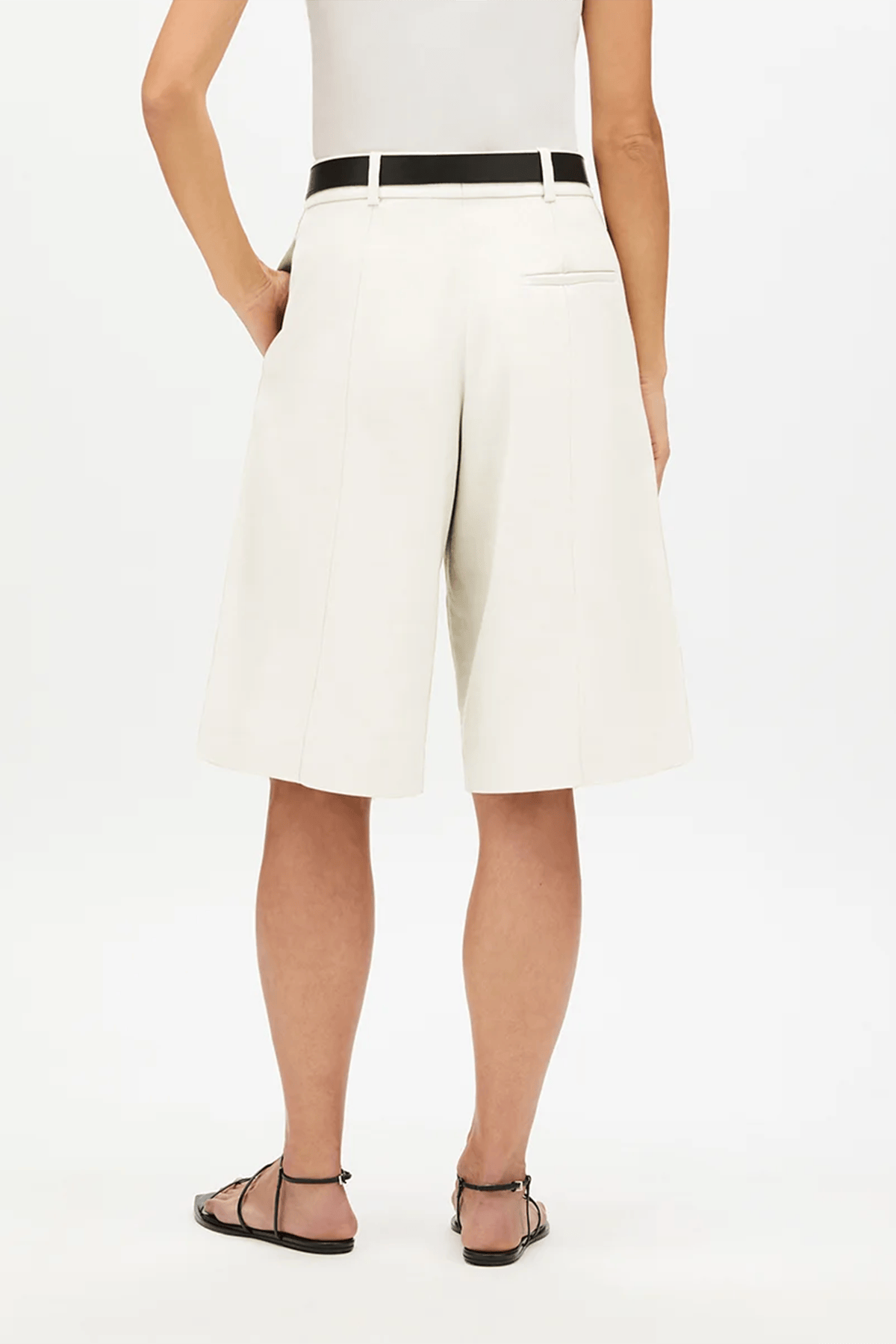 Another Tomorrow Bermuda Pant in Off White