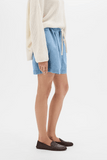 Another Tomorrow Chambray Drawcord Short in Light Blue Wash