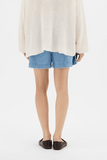 Another Tomorrow Chambray Drawcord Short in Light Blue Wash