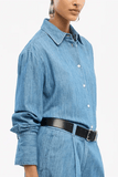Another Tomorrow Chambray Shirt in Medium Blue