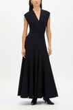 Another Tomorrow Double Face Cutout Dress in Black