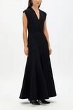 Another Tomorrow Double Face Cutout Dress in Black