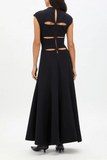 Another Tomorrow Double Face Cutout Dress in Black
