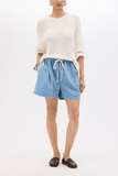 Another Tomorrow Draped Crew Knit in Off White