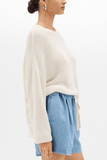 Another Tomorrow Draped Crew Knit in Off White