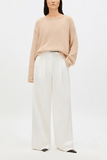 Another Tomorrow Draped Knit Sweater in Sand