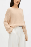 Another Tomorrow Draped Knit Sweater in Sand