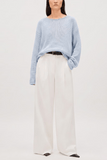 Another Tomorrow Draped Knit Sweater in Sky
