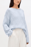 Another Tomorrow Draped Knit Sweater in Sky