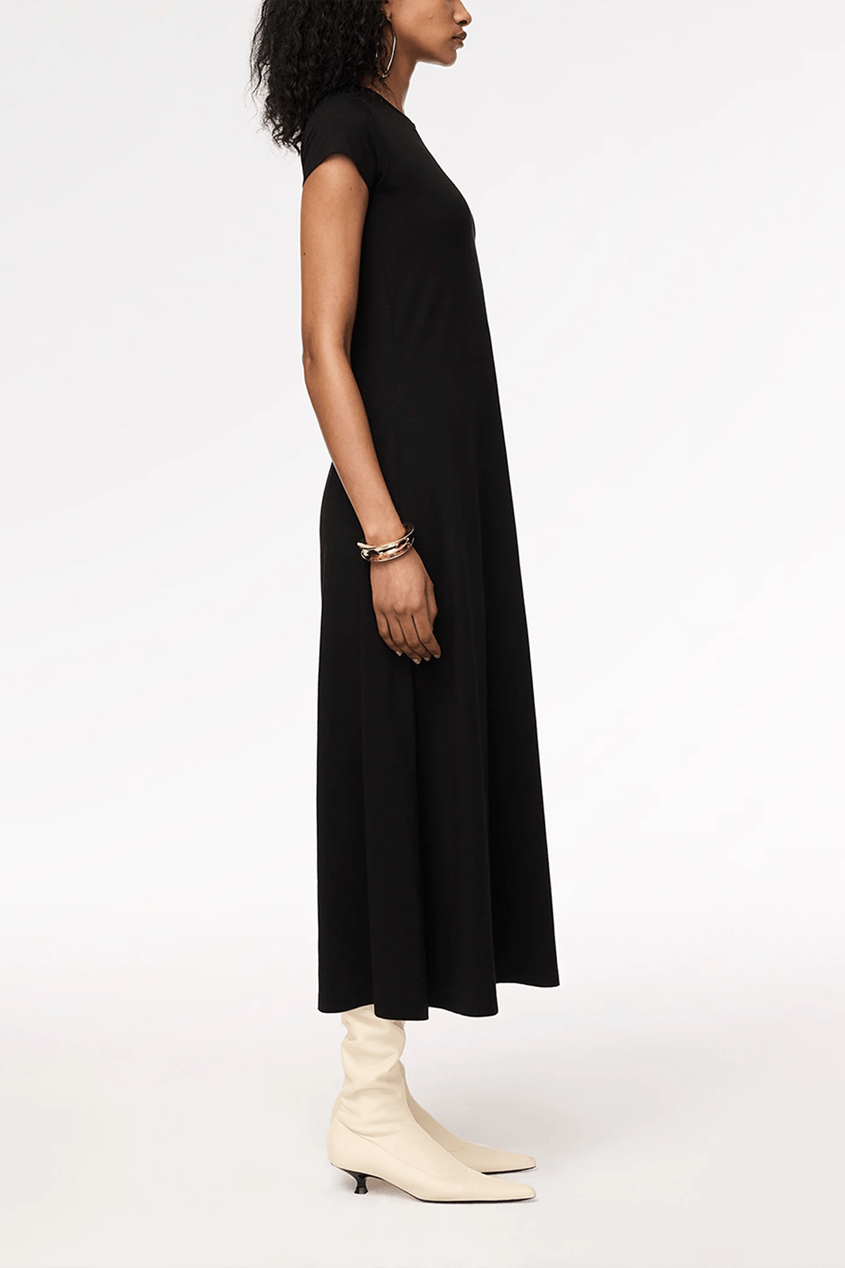 Another Tomorrow Fitted Tee Dress in Black