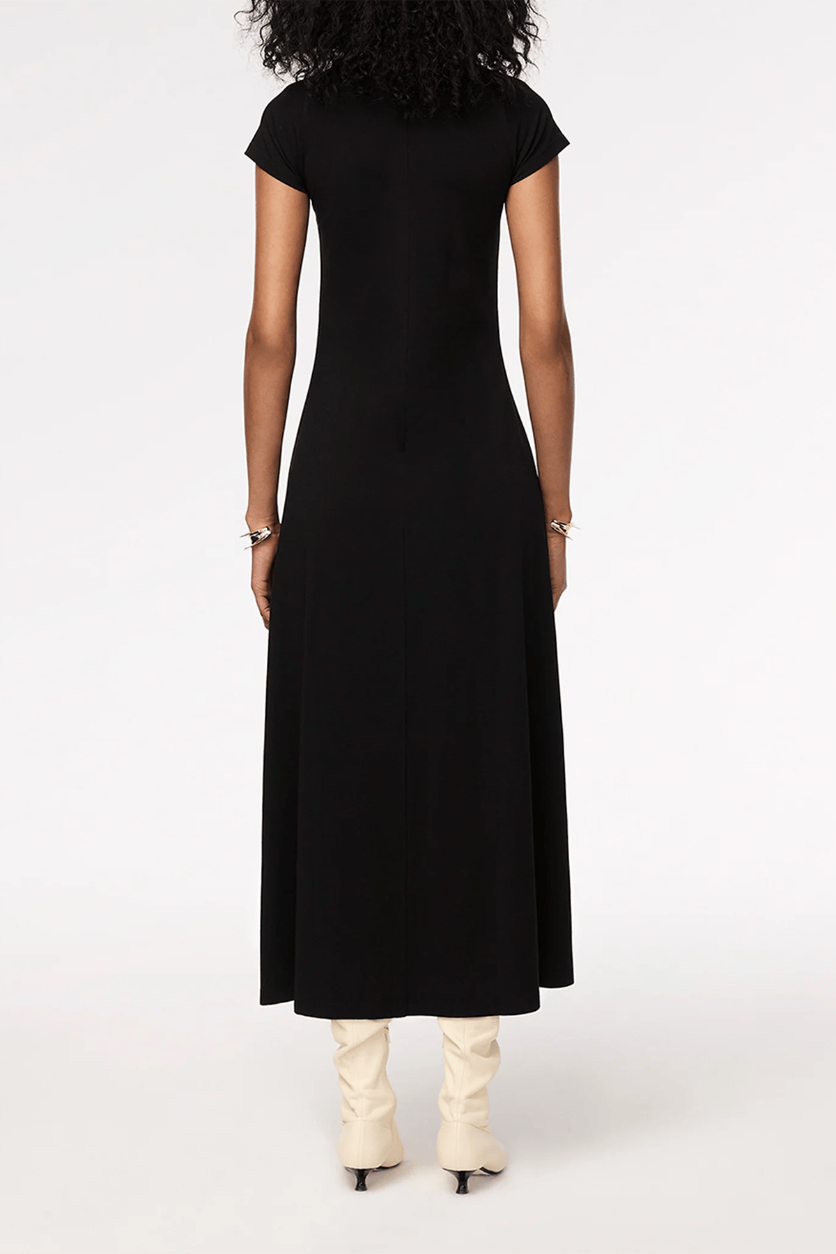 Another Tomorrow Fitted Tee Dress in Black