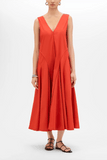 Another Tomorrow Full Skirt Dress in Vermilion