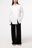 Another Tomorrow Linen Oversized Mens Shirt in White