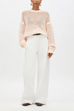Another Tomorrow Open Knit Crewneck in Ecru