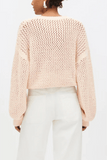 Another Tomorrow Open Knit Crewneck in Ecru