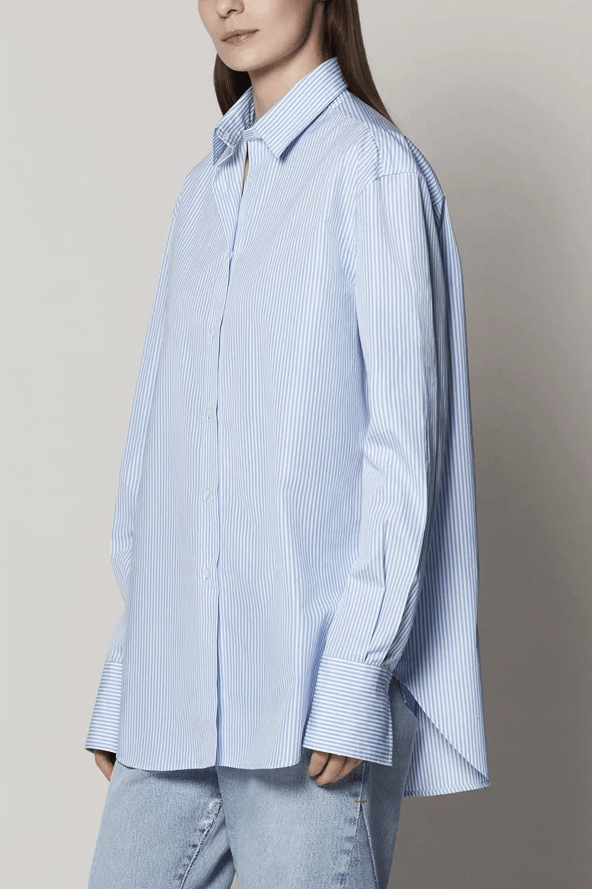 Another Tomorrow Oversized Mens Shirt in Blue Stripe – Hampden Clothing