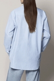 Another Tomorrow Oversized Mens Shirt in Blue Stripe