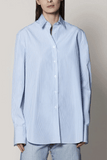Another Tomorrow Oversized Mens Shirt in Blue Stripe