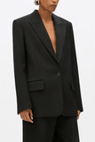 Another Tomorrow Oversized Tailored Jacket in Black